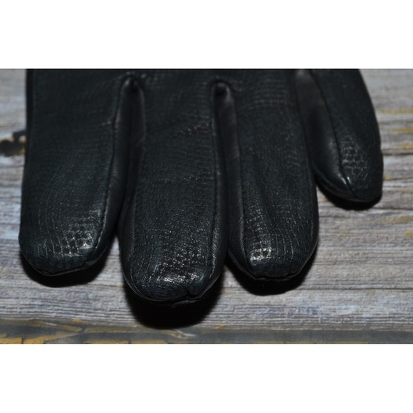Cire Gloves Mens Large Black Faux Leather Textured Palm Lined‎ Winter Warm - Picture 8 of 11